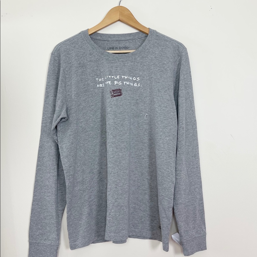 Life is Good grey long sleeve shirt Little Things are the Big Things Chocolate L